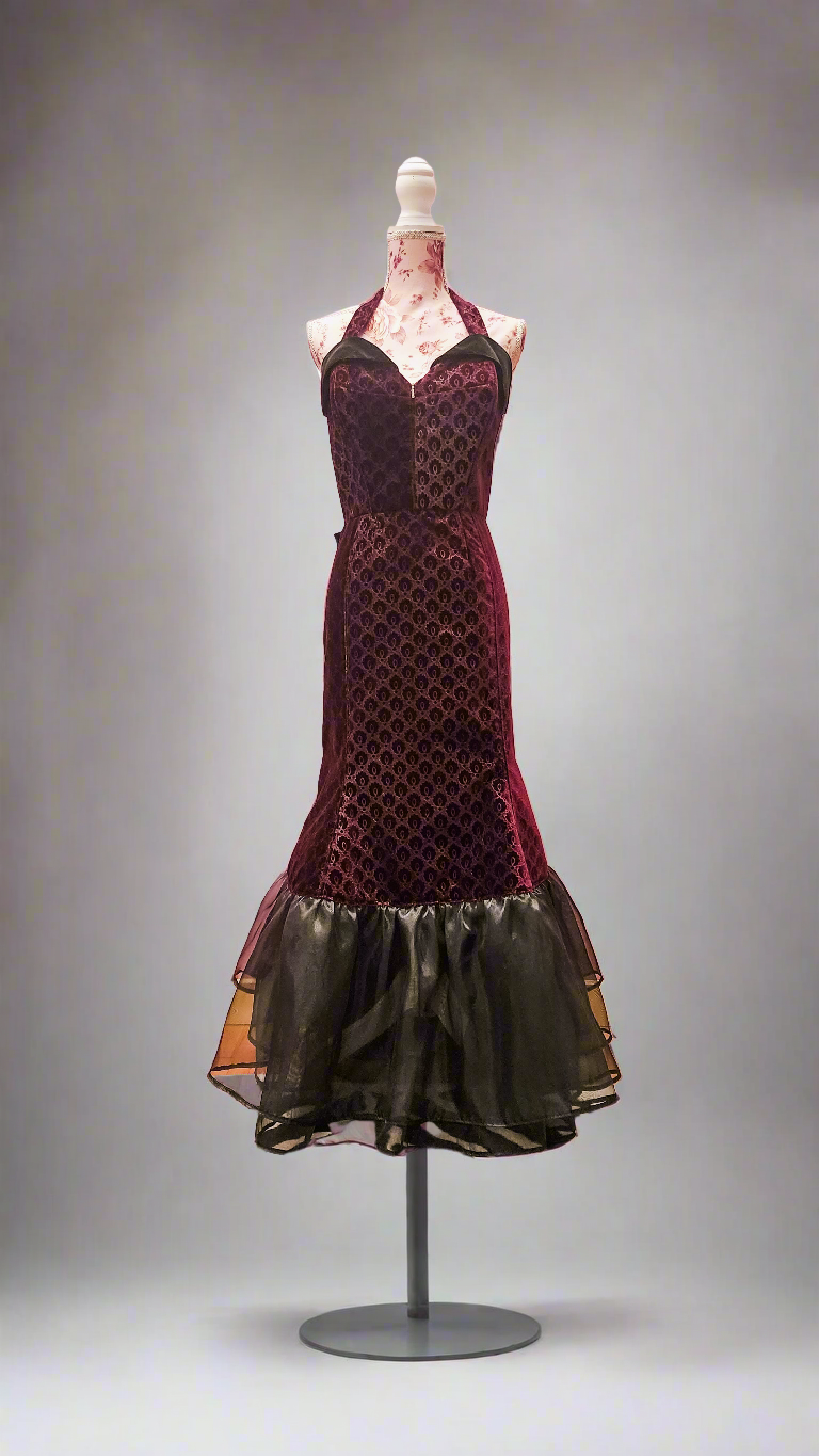 Scarlet Red Velvet Fishtail Dress by Hollyville