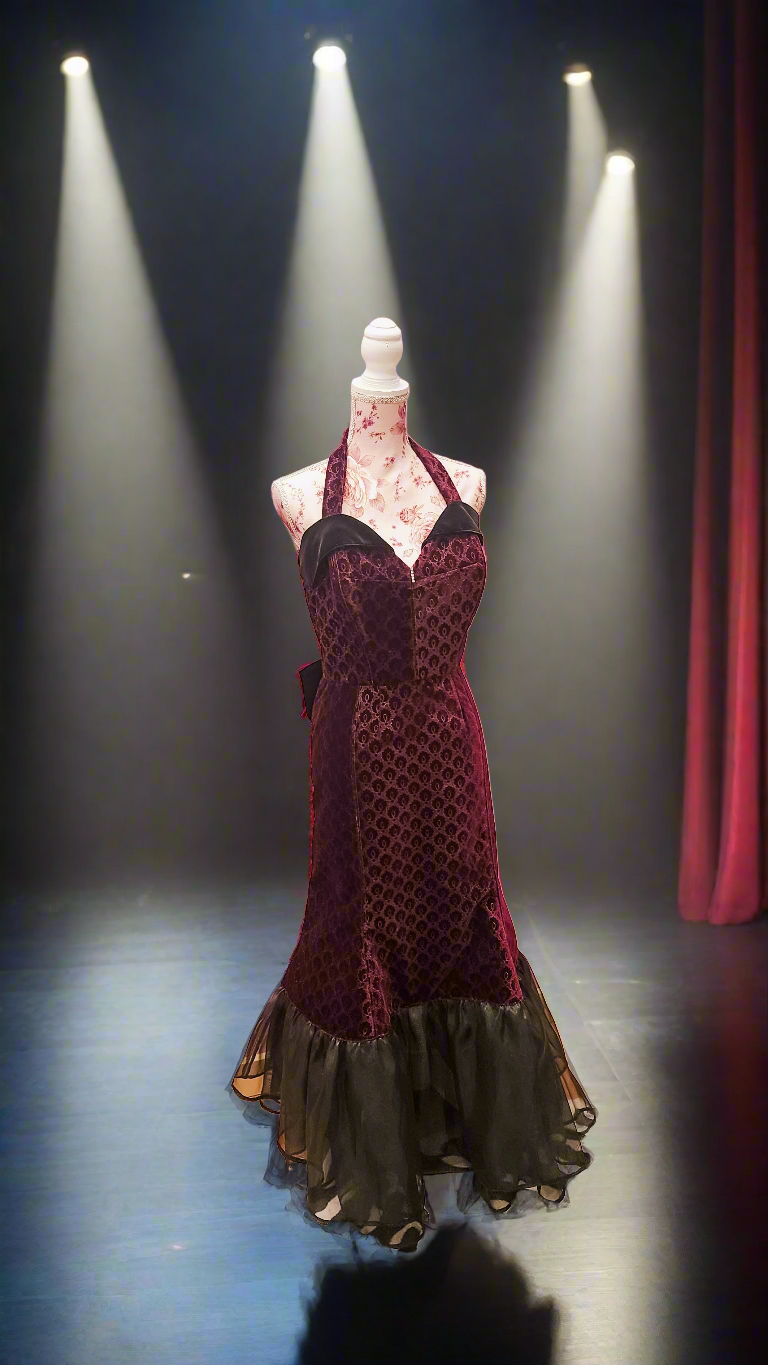 Scarlet Red Velvet Fishtail Dress by Hollyville
