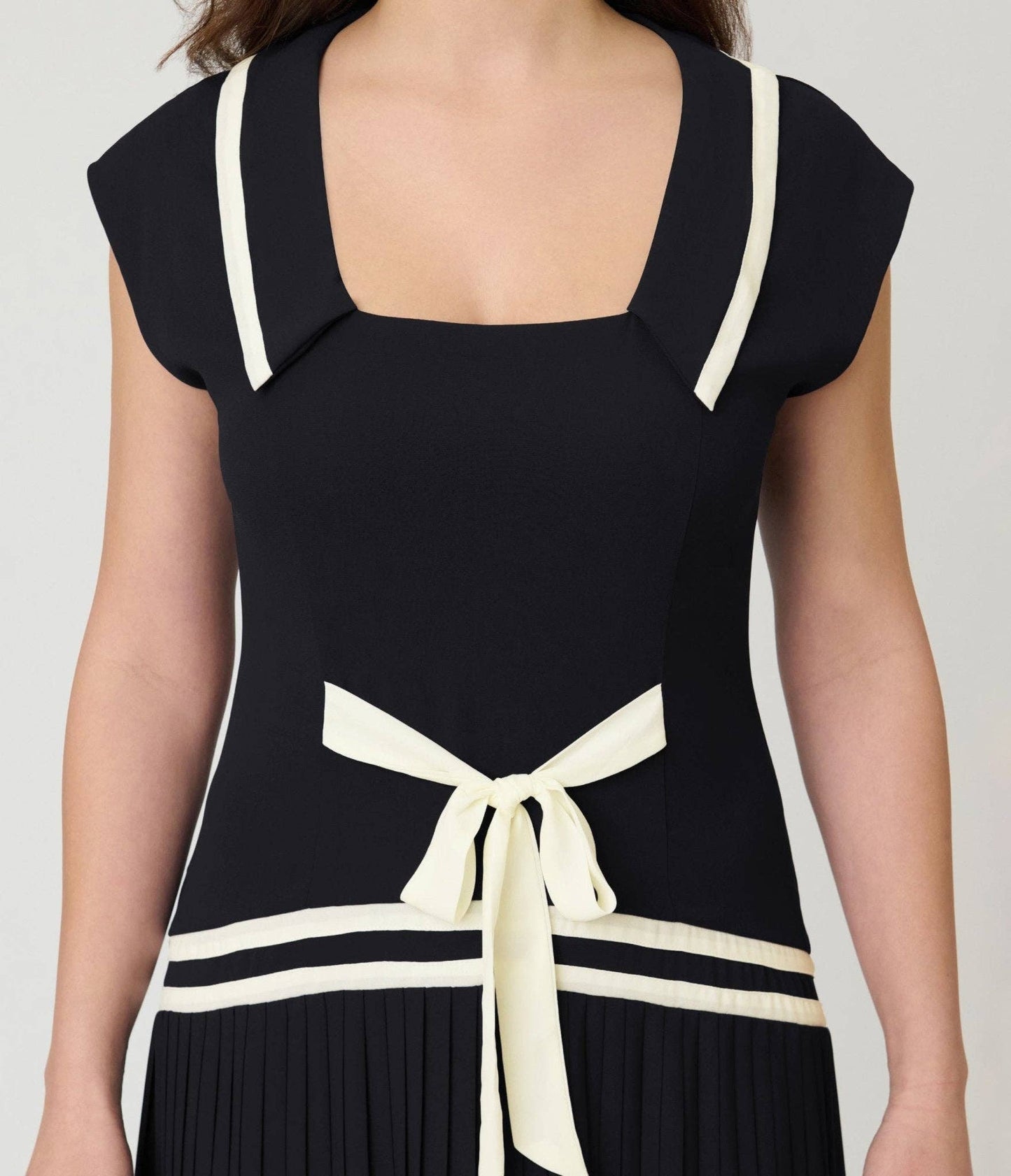 Unique Vintage - Unique Vintage Black Pleated Flapper Day Dress: L/12-14