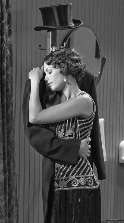 1920's Style Flapper Fringe Party Dress - The Original Artist Silver on Black