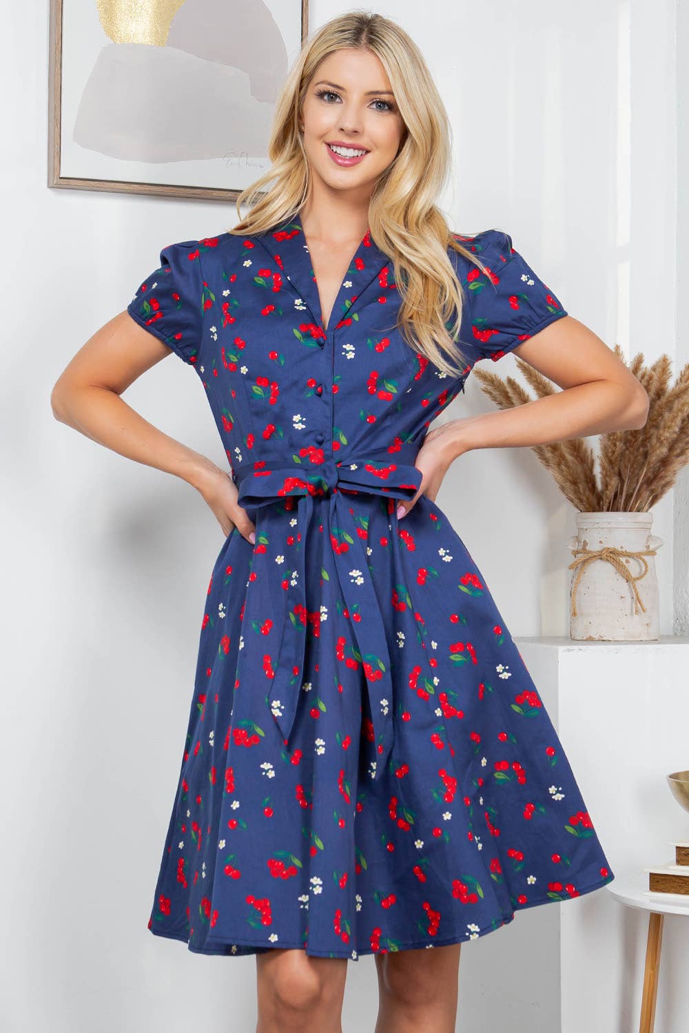 LA Soul - Cherry Retro Cotton Dress - PLUS Size: 3X