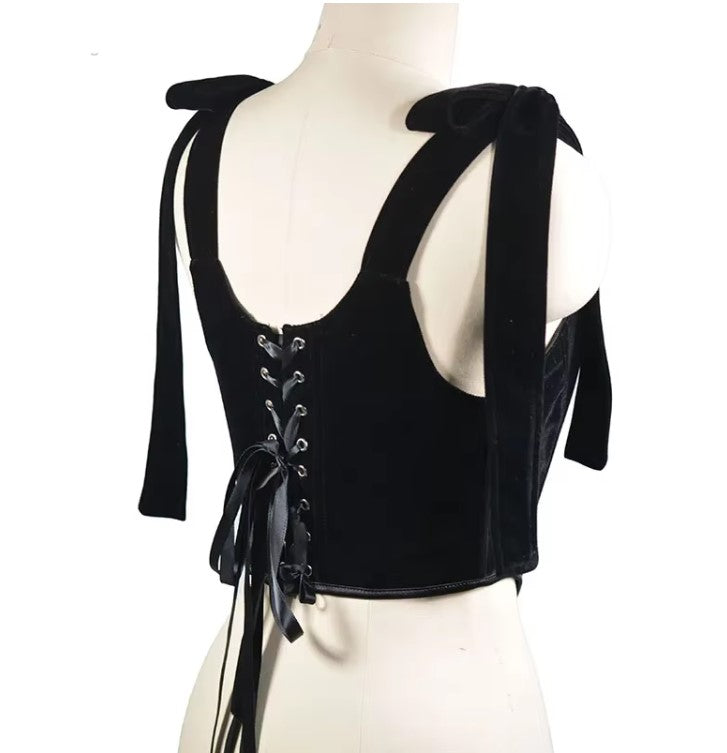 The Velveteen Corset Top - Deep Velvet Bodice Cinching Corset