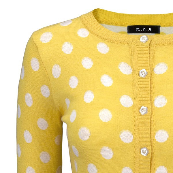 Polka Dot Jacquard 3/4 Sleeve Sweater Cardigan by MAK