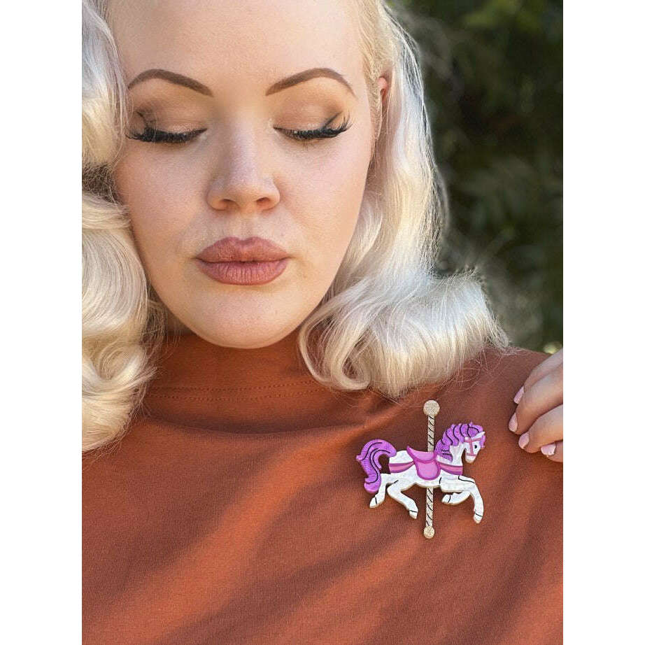 Funfair Carousel Horse Acrylic Earrings by Lipstick & Chrome x Makokot
