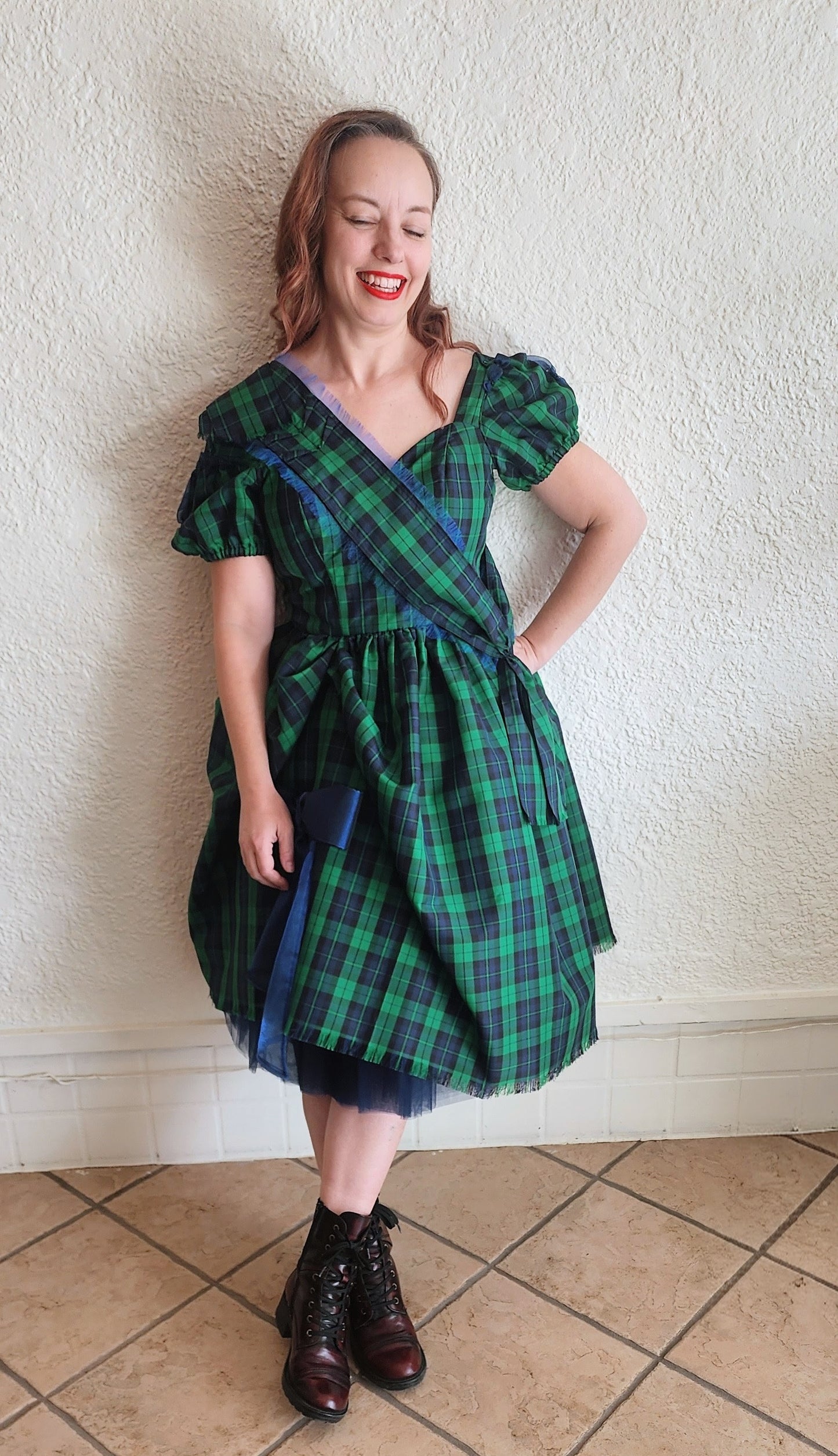 Highland Mid-Century Scottish Tartan Dress & Sash by Hollyville