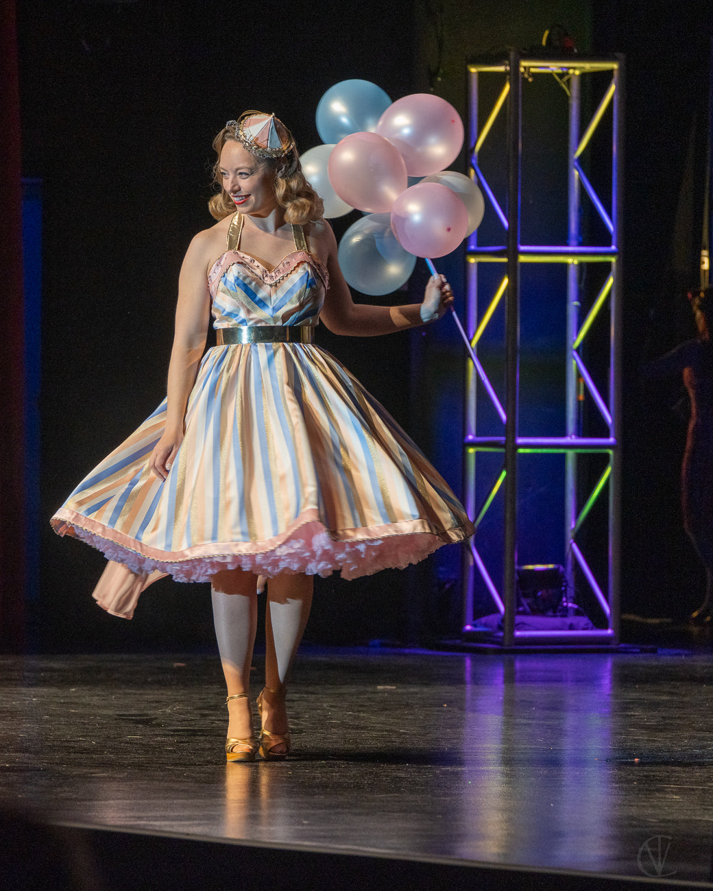 Carnival Carousel Pastel Striped 1950s Vintage Inspired Retro Pinup Dress by Hollyville | Photo: Craig Maxfield