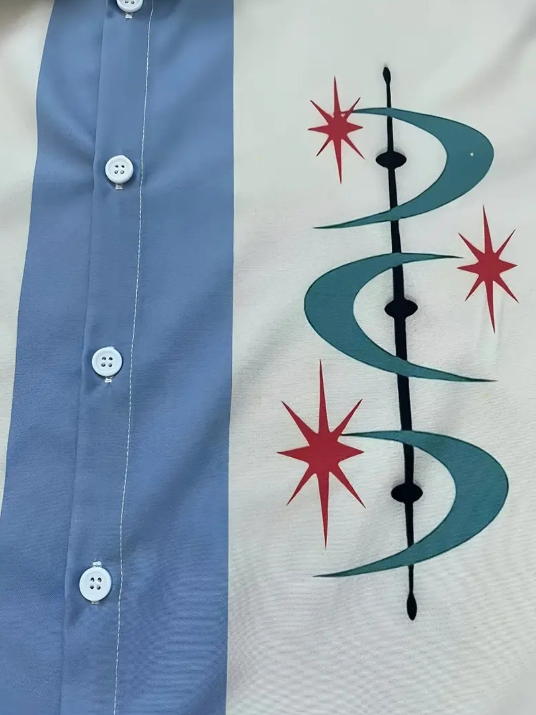 Retro Atomic Boomerang Button Up Shirt