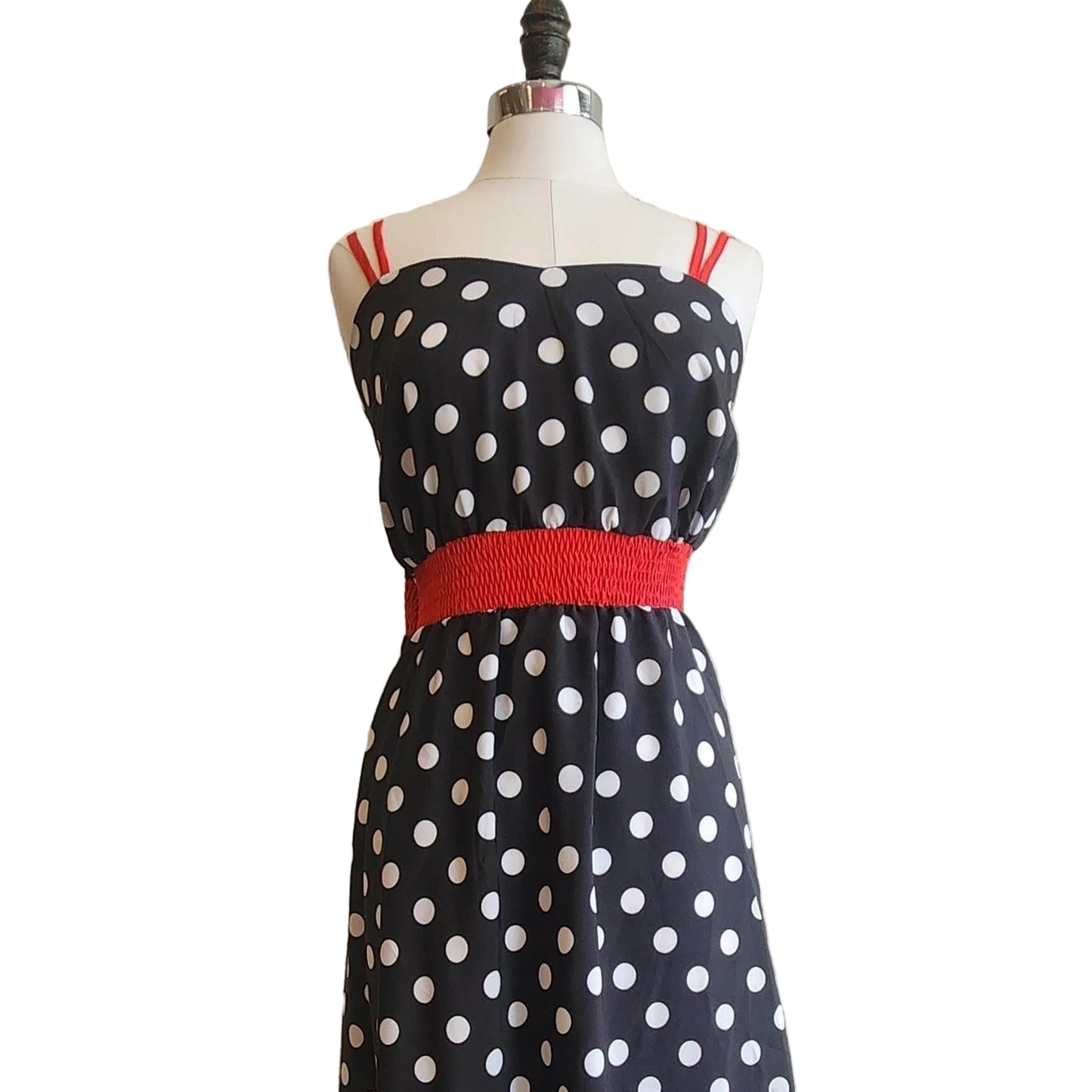 Black and White Polkadot Print Dress