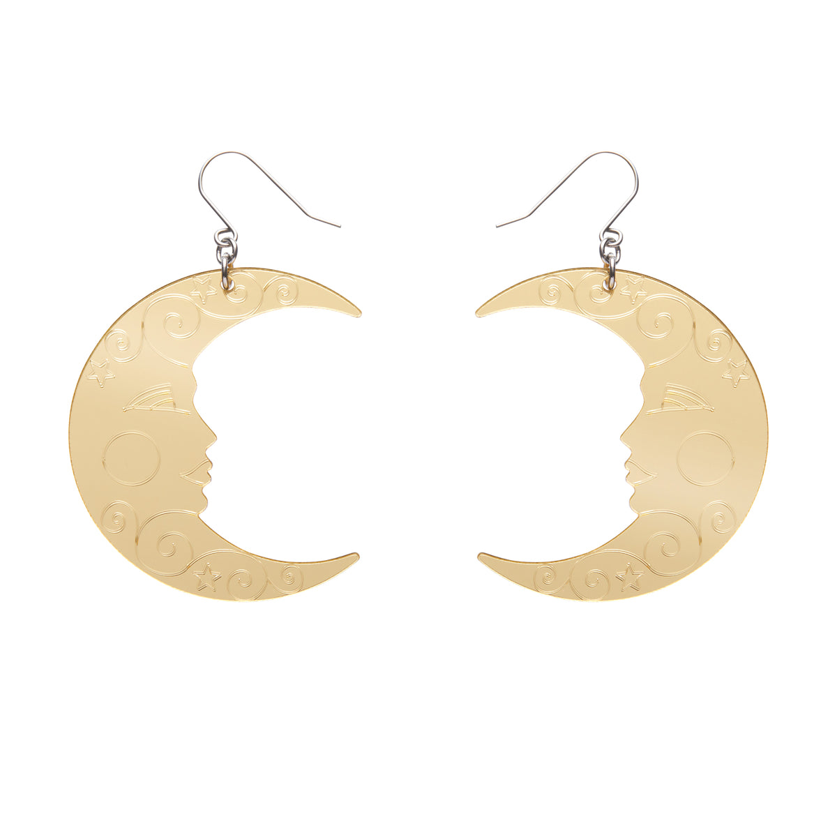 Moon Mirror Drop Earrings in Gold by Erstwilder