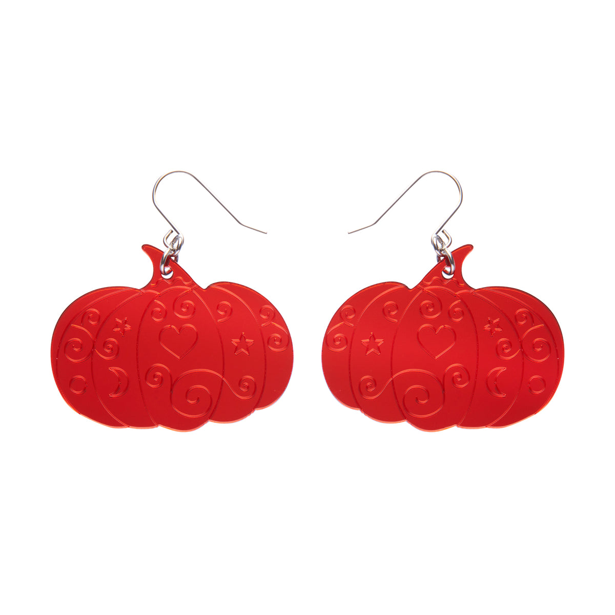 Pumpkin Mirror Drop Earrings in Red by Erstwilder