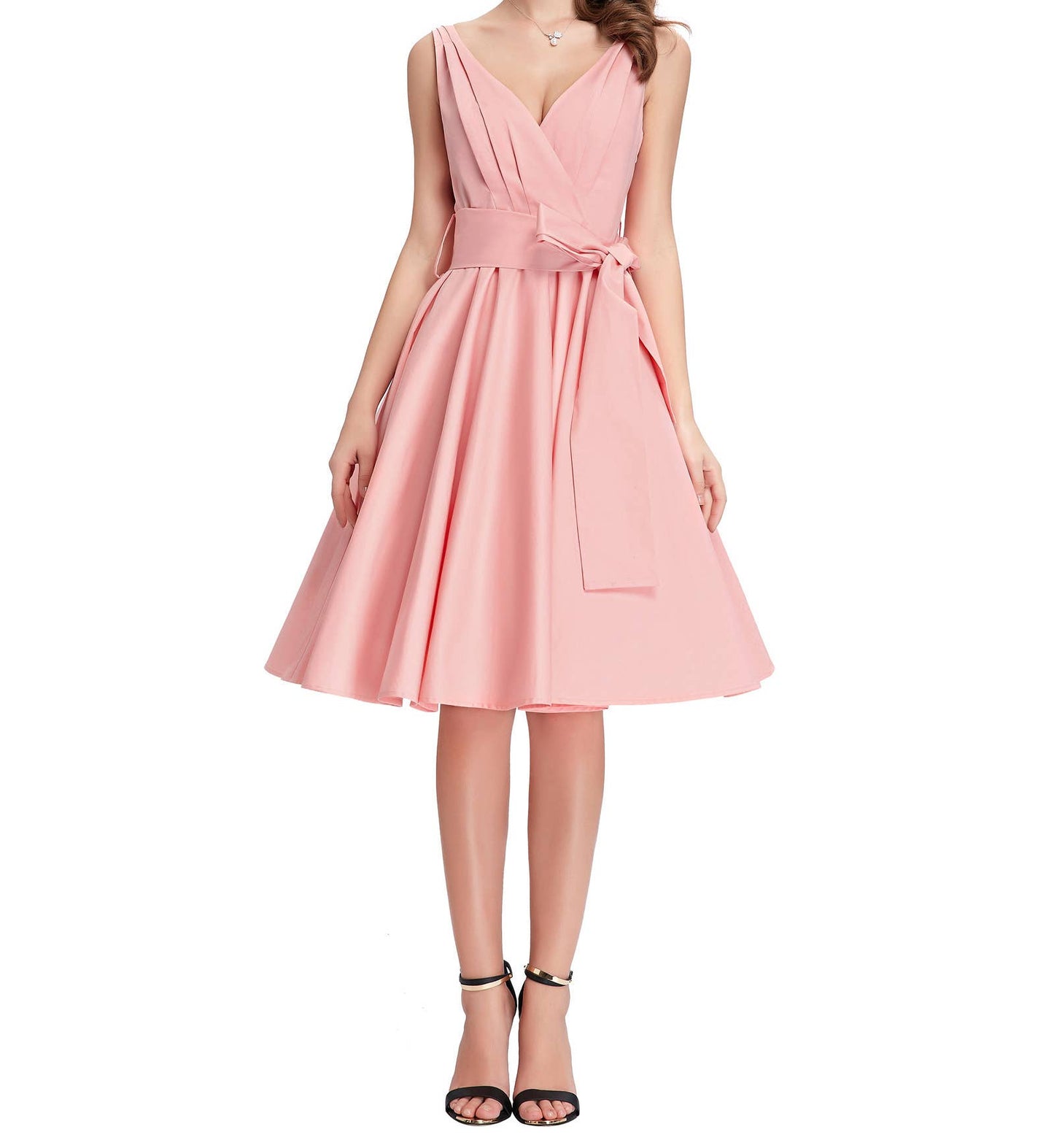 Julie Fit and Flare Dress in Pink by Miss Lulo