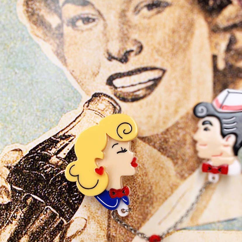 Belle & Beau Kiss Brooch by Lipstick & Chrome