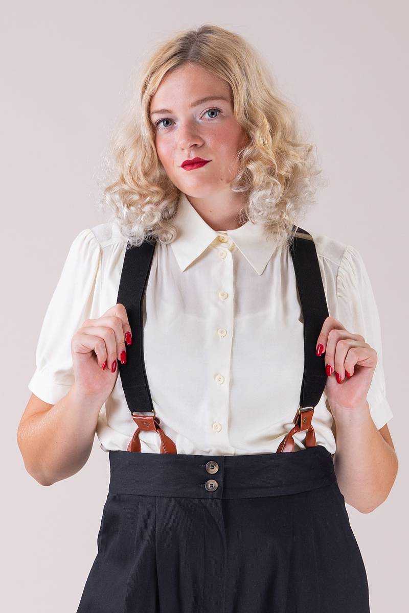 The Sassy Suspenders in Black/Cognac