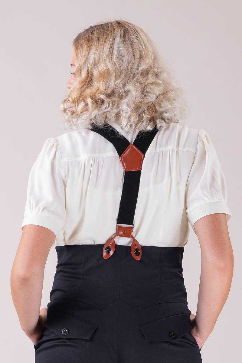 The Sassy Suspenders in Black/Cognac