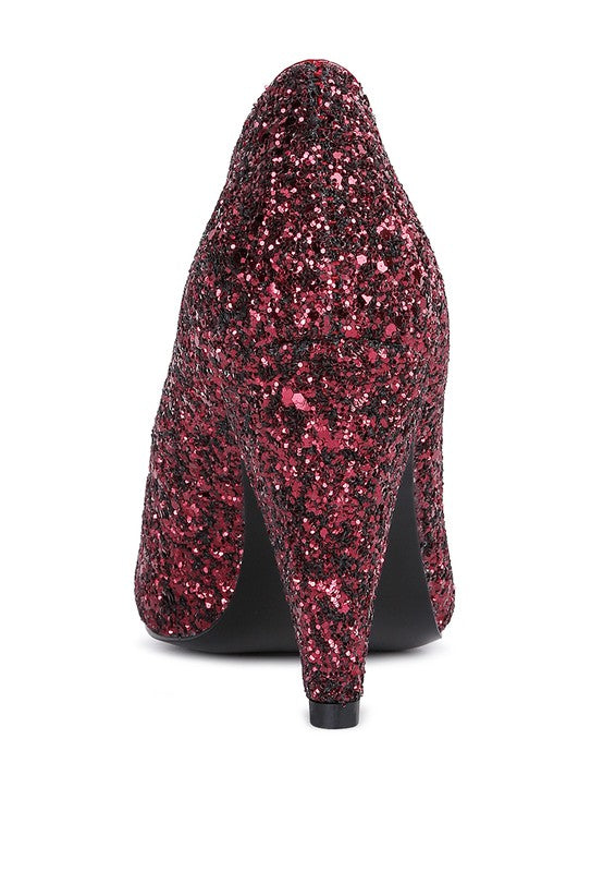 Sugar Plum Glitter Heel Pumps