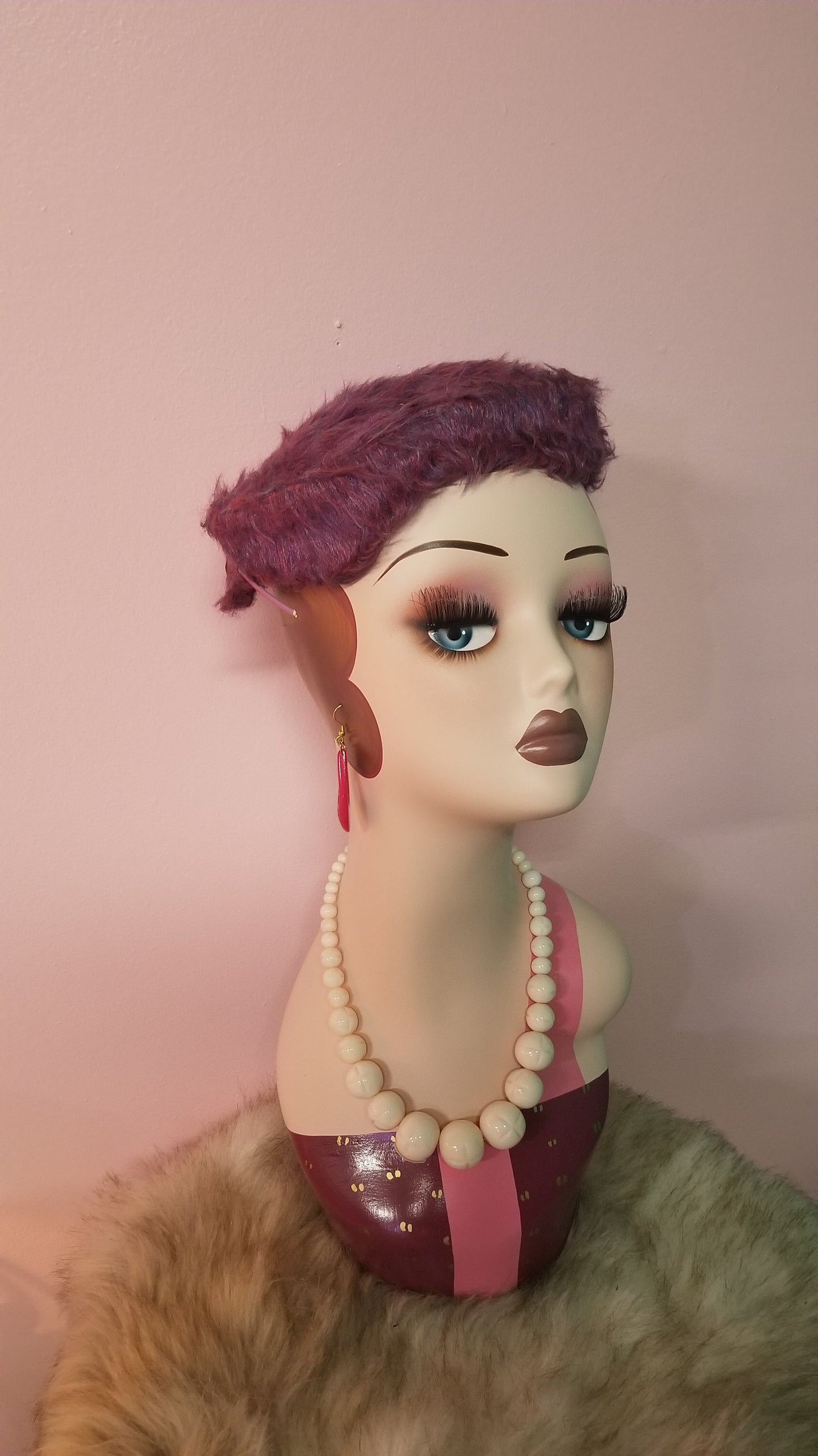 1950's-60's Purple Fur Vintage Hat