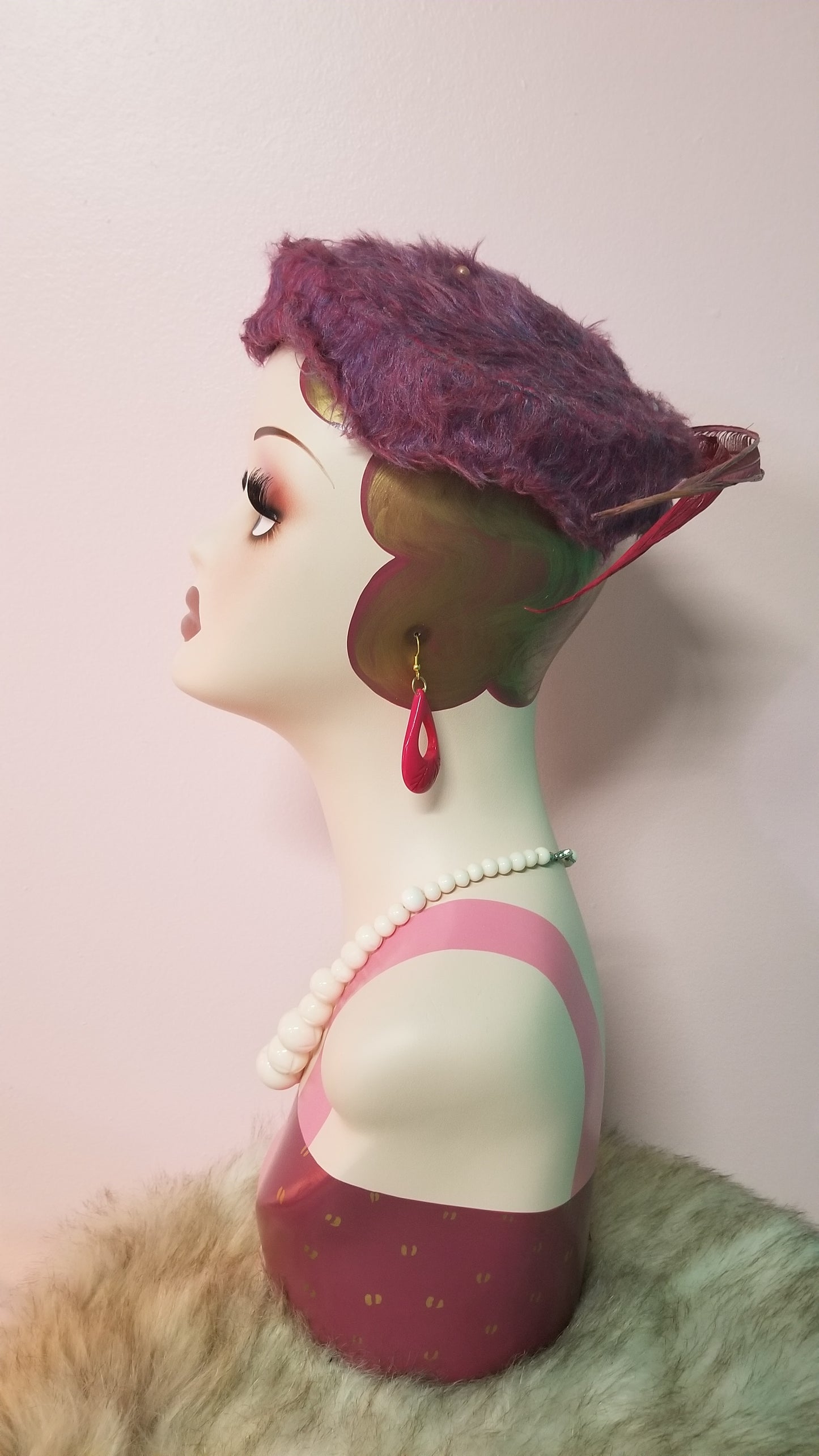 1950's-60's Purple Fur Vintage Hat