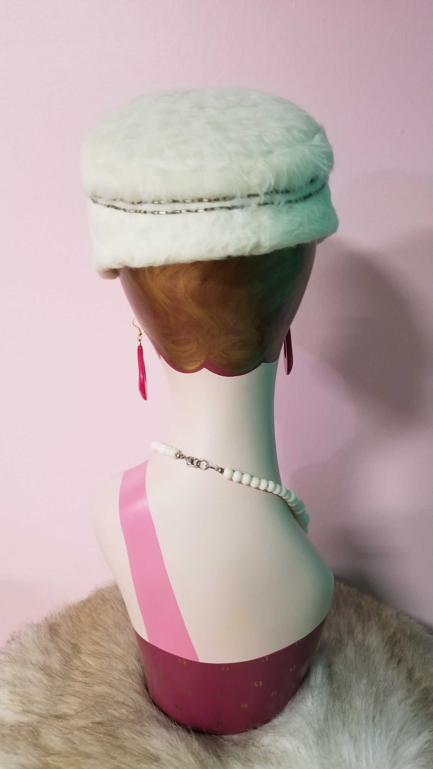 1950's-60's Vintage White Fur Hat