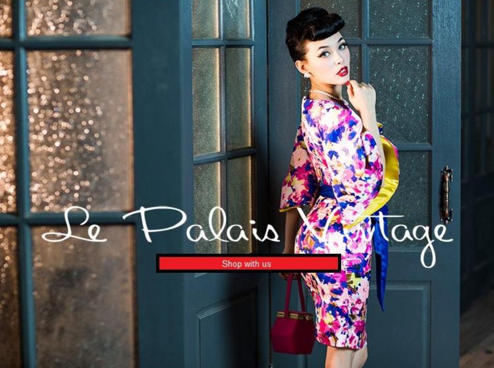 Floral Print Trumpet Sleeve Dress by Le Palais Vintage