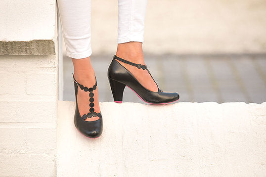Tstrap Shoes by Cristofoli in Black
