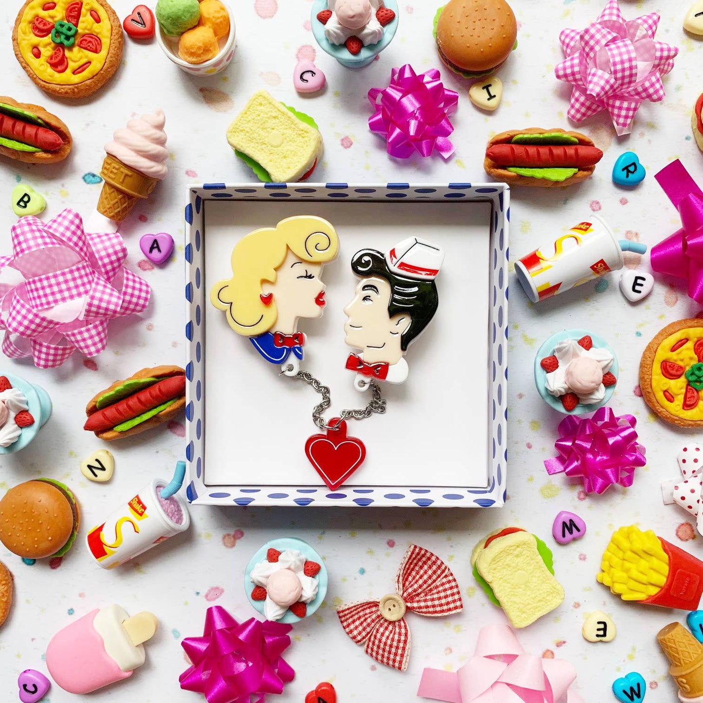 Belle & Beau Kiss Brooch by Lipstick & Chrome