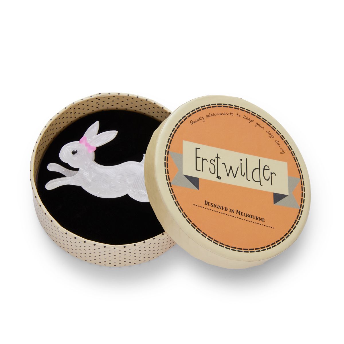Marshmallow Rabbit Brooch by Erstwilder