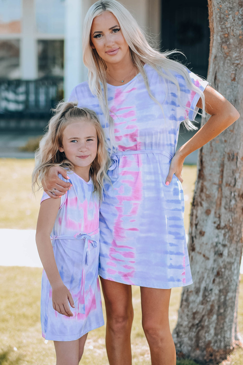 Women Tie-Dye Belted TShirt Dress