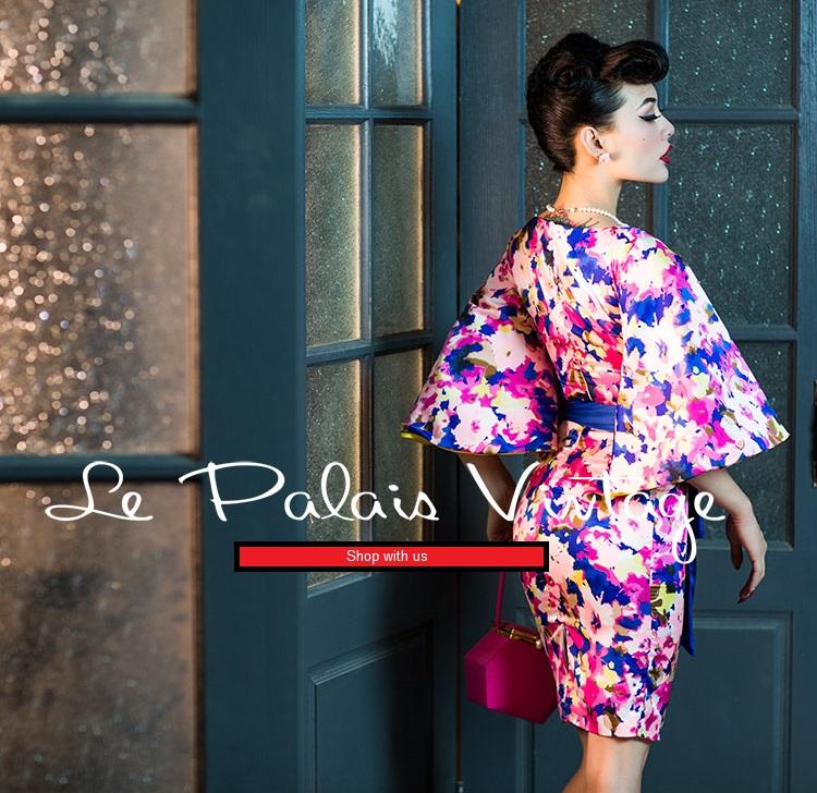 Floral Print Trumpet Sleeve Dress by Le Palais Vintage by Winny