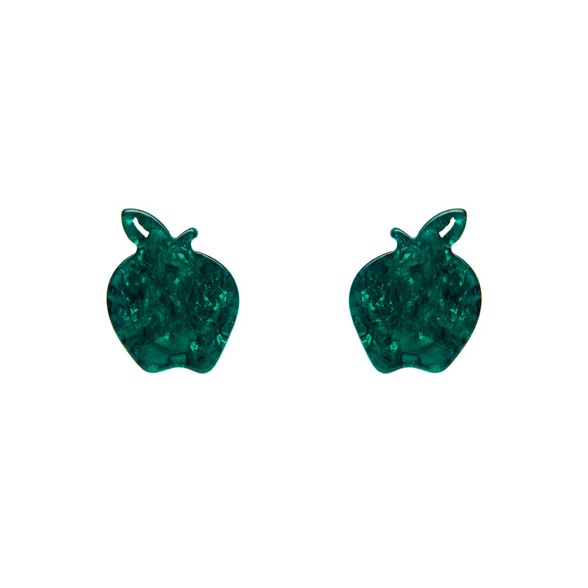 Apple Ripple Resin Stud Earrings by Erstwilder in Green