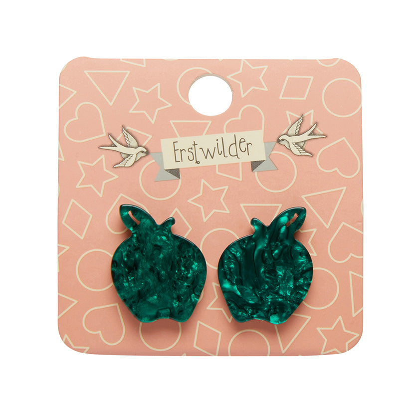 Apple Ripple Resin Stud Earrings by Erstwilder in Green