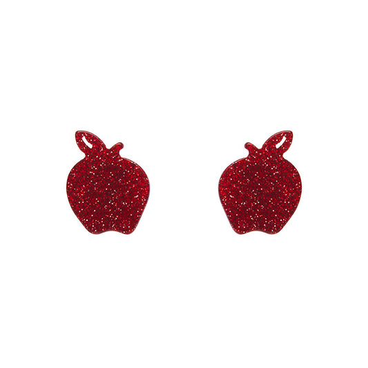 Apple Glitter Resin Stud Earrings in Red by Erstwilder