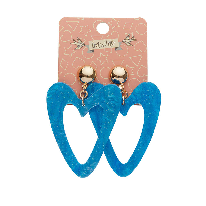 Statement Textured Resin Heart Drop Earrings in Aqua by Erstwilder