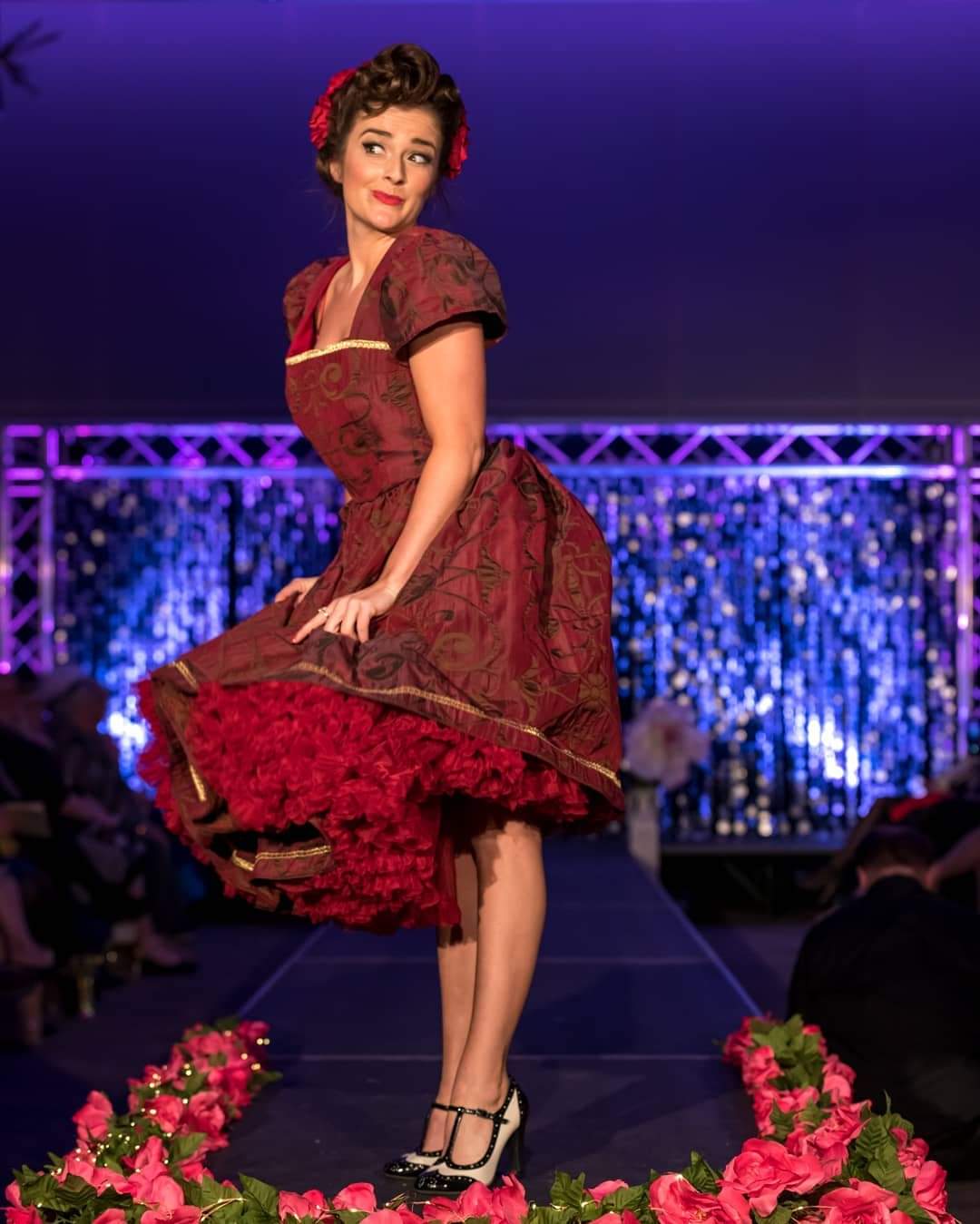 This rich in burgundy color is designed as a one-of-a-kind dress made personally by Hollyville shop owner, Pamela Marie.