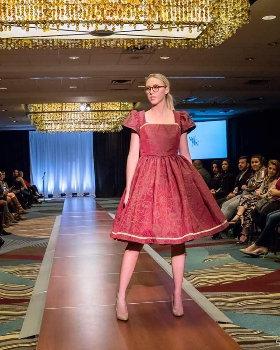 This rich in burgundy color is designed as a one-of-a-kind dress made personally by Hollyville shop owner, Pamela Marie.