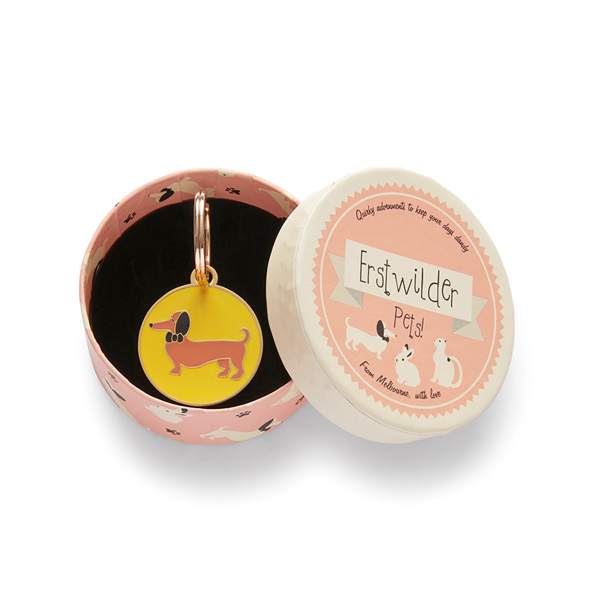 Spiffy the Sausage Dog Enamel Pet Charm by Erstwilder