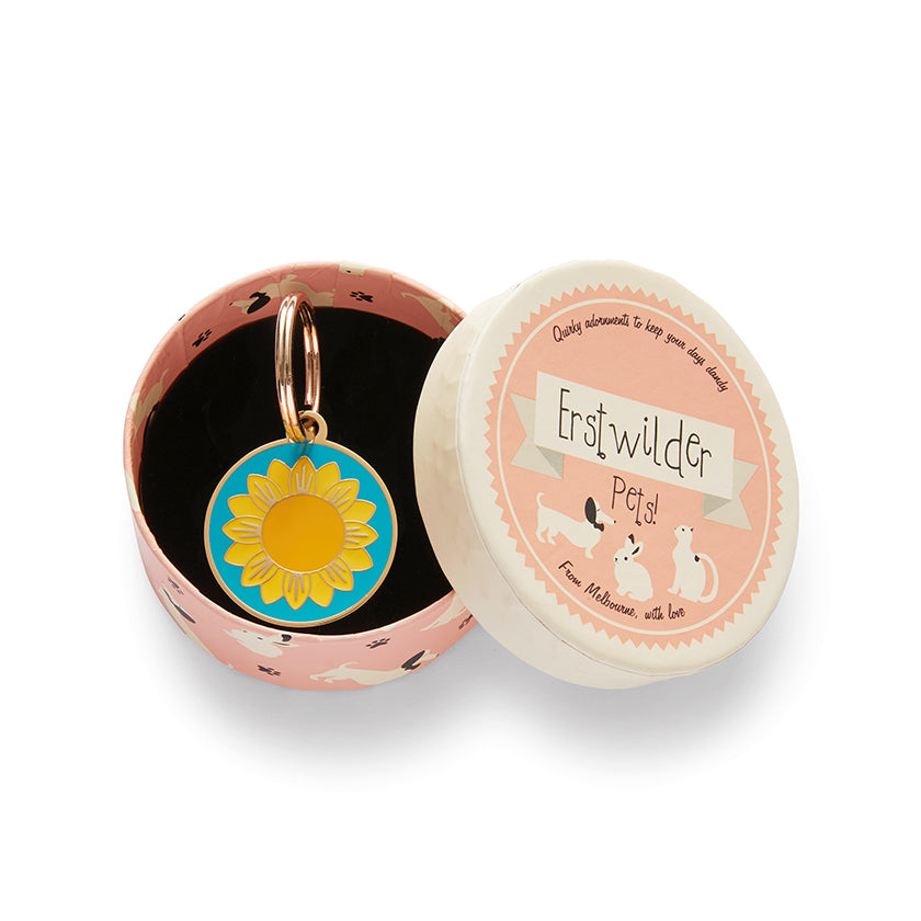Sumptuous Sunflower Enamel Pet Charm by Erstwilder