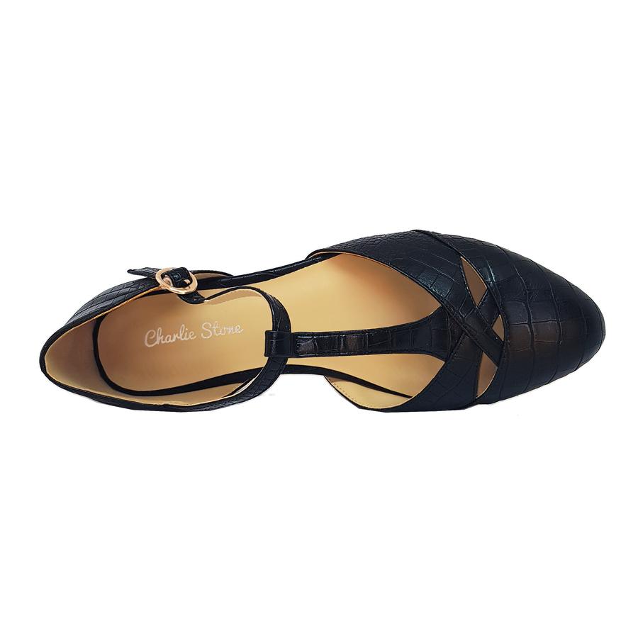 Roma Black Croc by Charlie Stone Shoes
