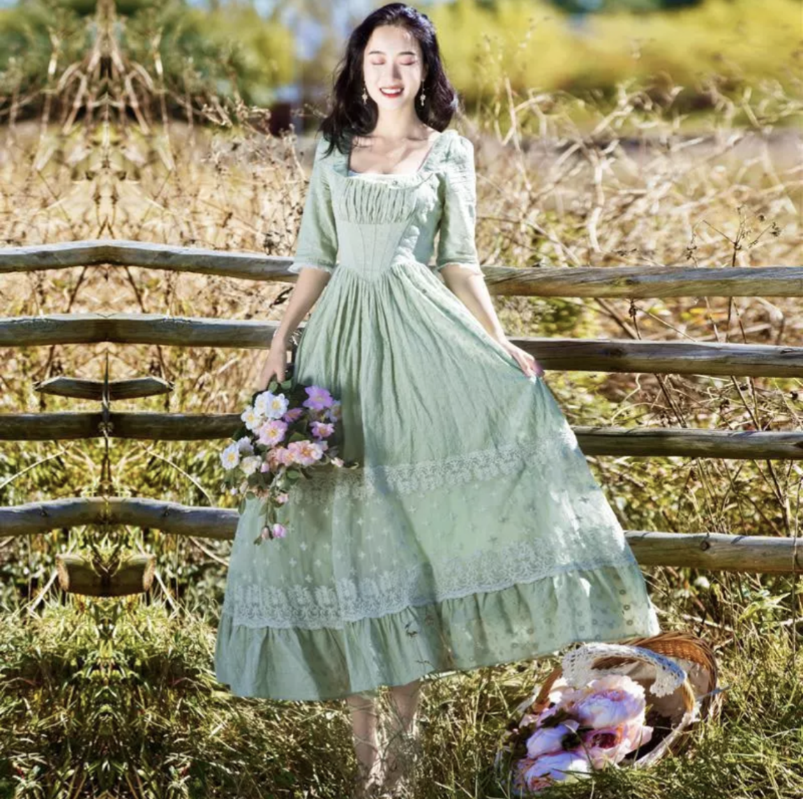 Green Prairie Cottage Core Dress Green Prairie Cottage Core Dress