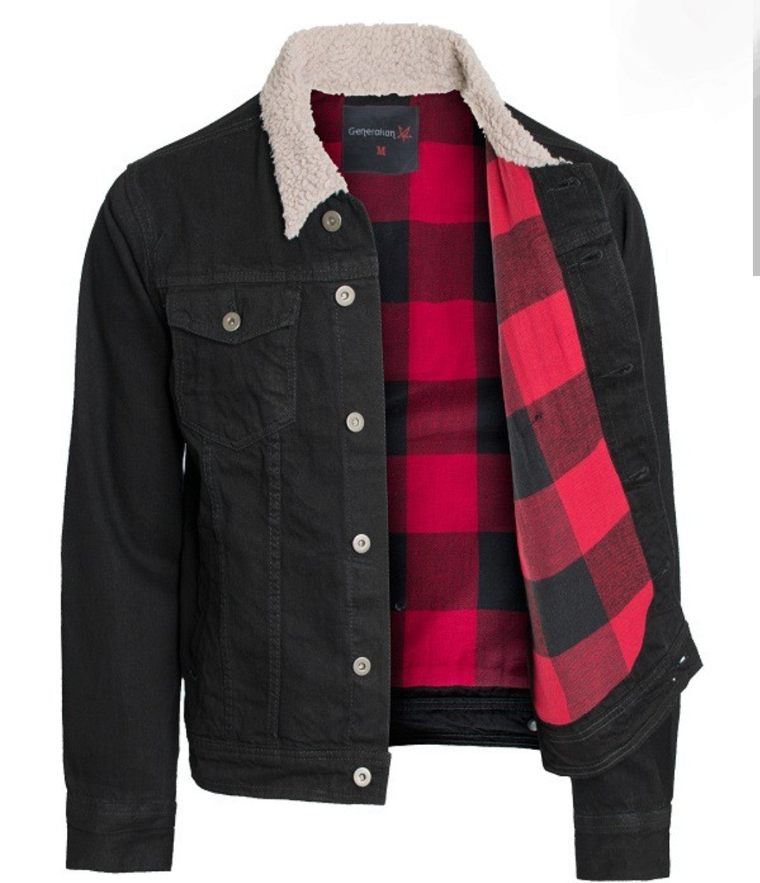 Black Denim Buffalo Flannel Lined Jacket