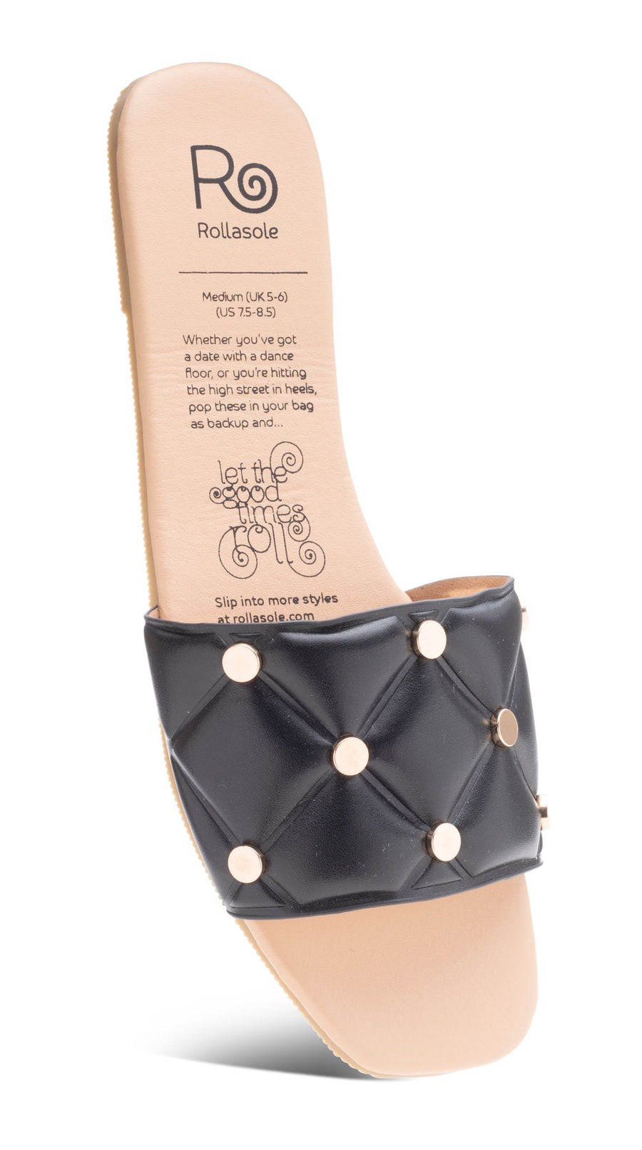 Stardust Stud Sandals in Black by Rollasole