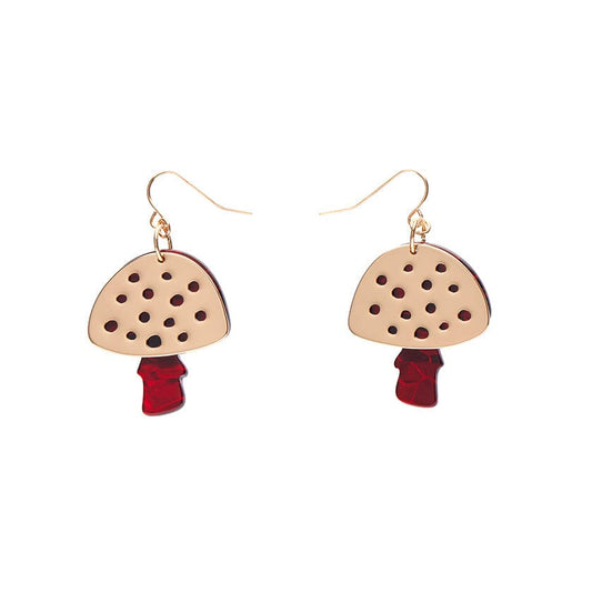 Mushroom Textured Resin Drop Earrings in Red by Erstwilder