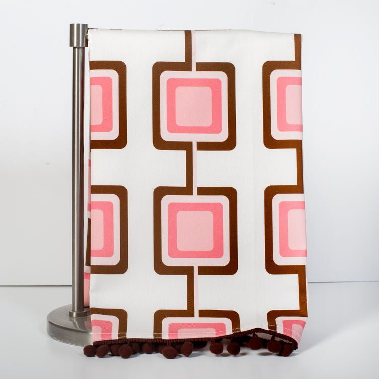 Mid Century Modern Retro Squares Tea Towel