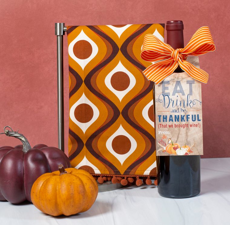 Mid Century Modern Amber Circle in Waves Tea Towel