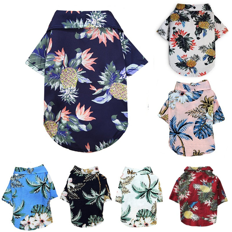 Summer Pet Printed Clothes For Dogs Floral Beach Shirt Jackets Dog Coat Puppy Costume Cat Spring Clothing Pets Outfits