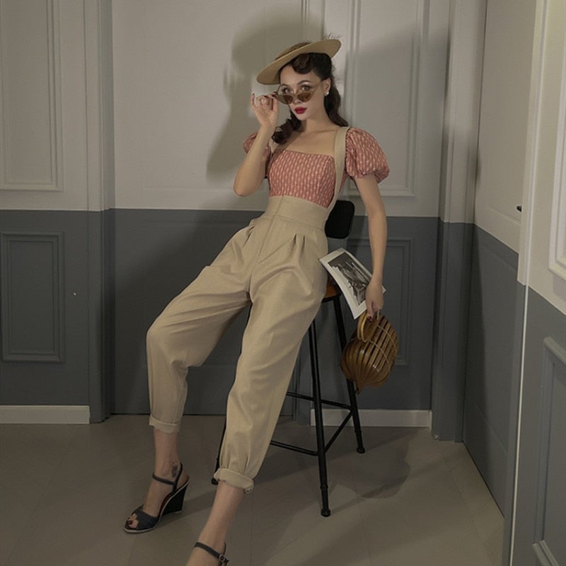 Sweet Puff Sleeve Crop Top by Le Palais Vintage