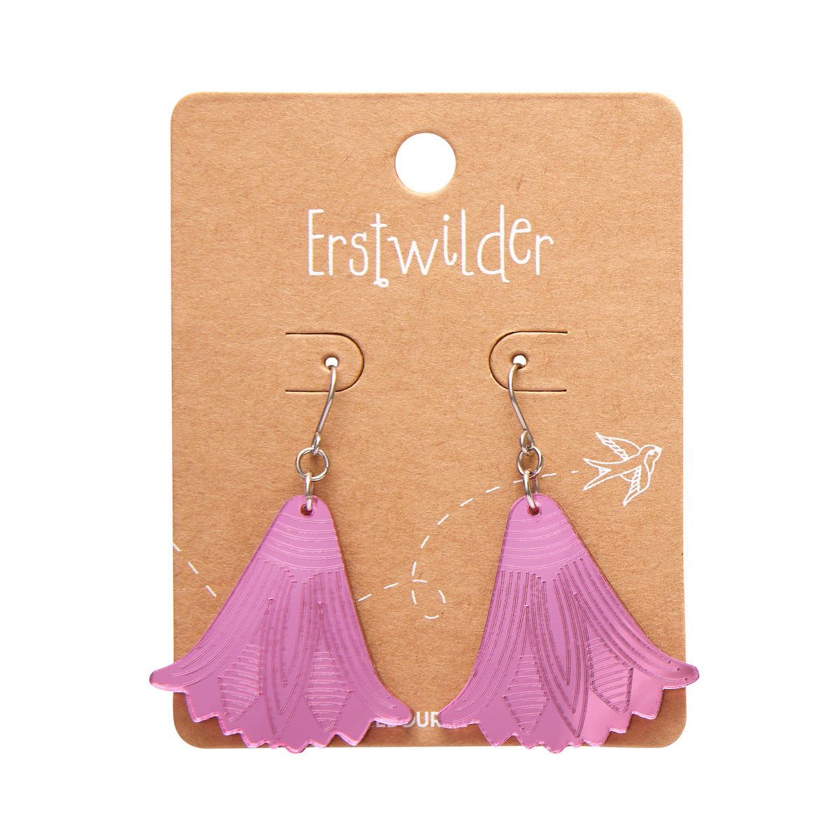 Lotus Mirror Drop Earrings in Pink by Erstwilder