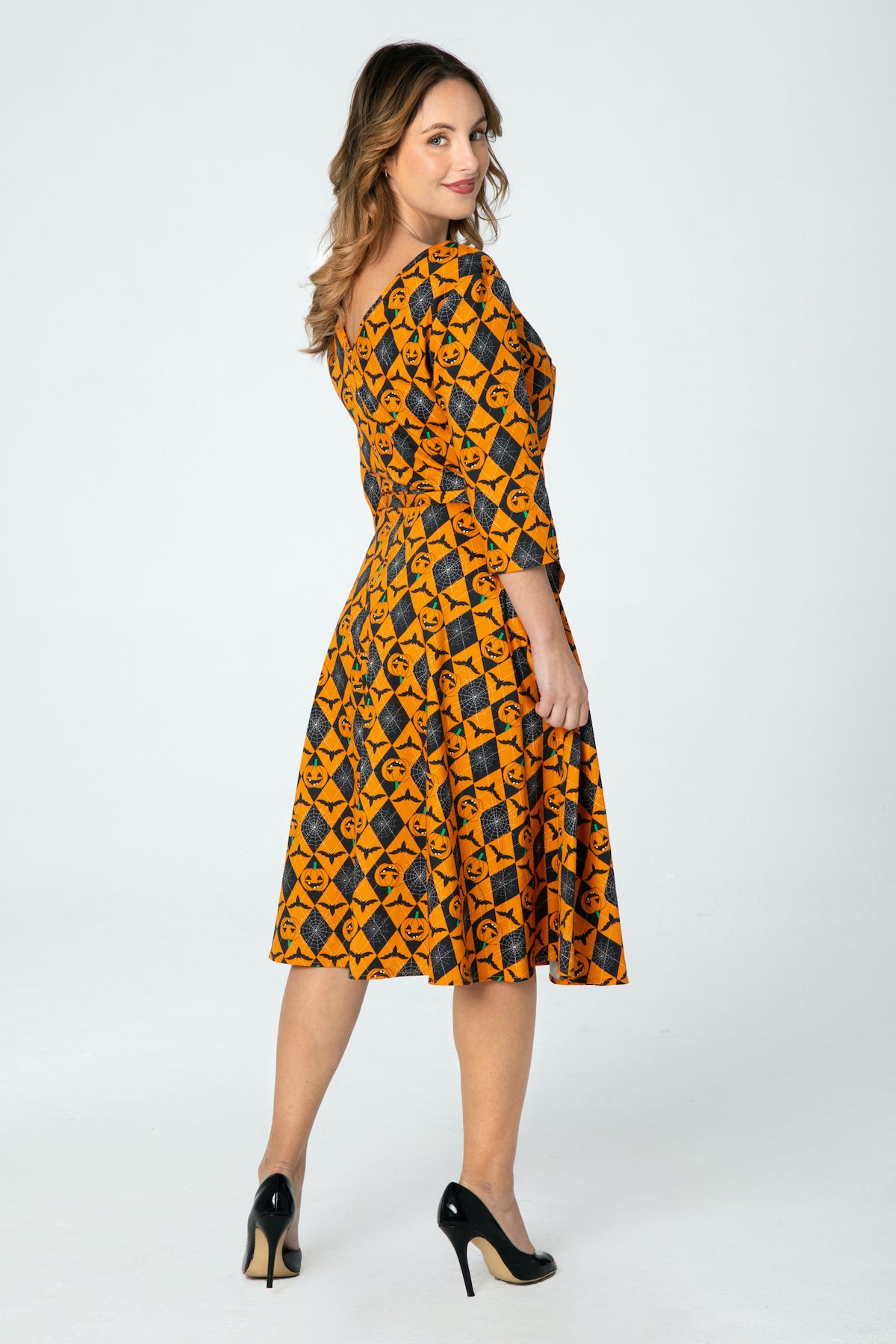 Halloween Pumpkin Swing Dress with Pockets by Miss Lulo