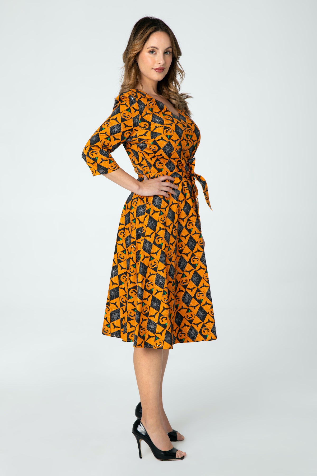 Halloween Pumpkin Swing Dress with Pockets by Miss Lulo