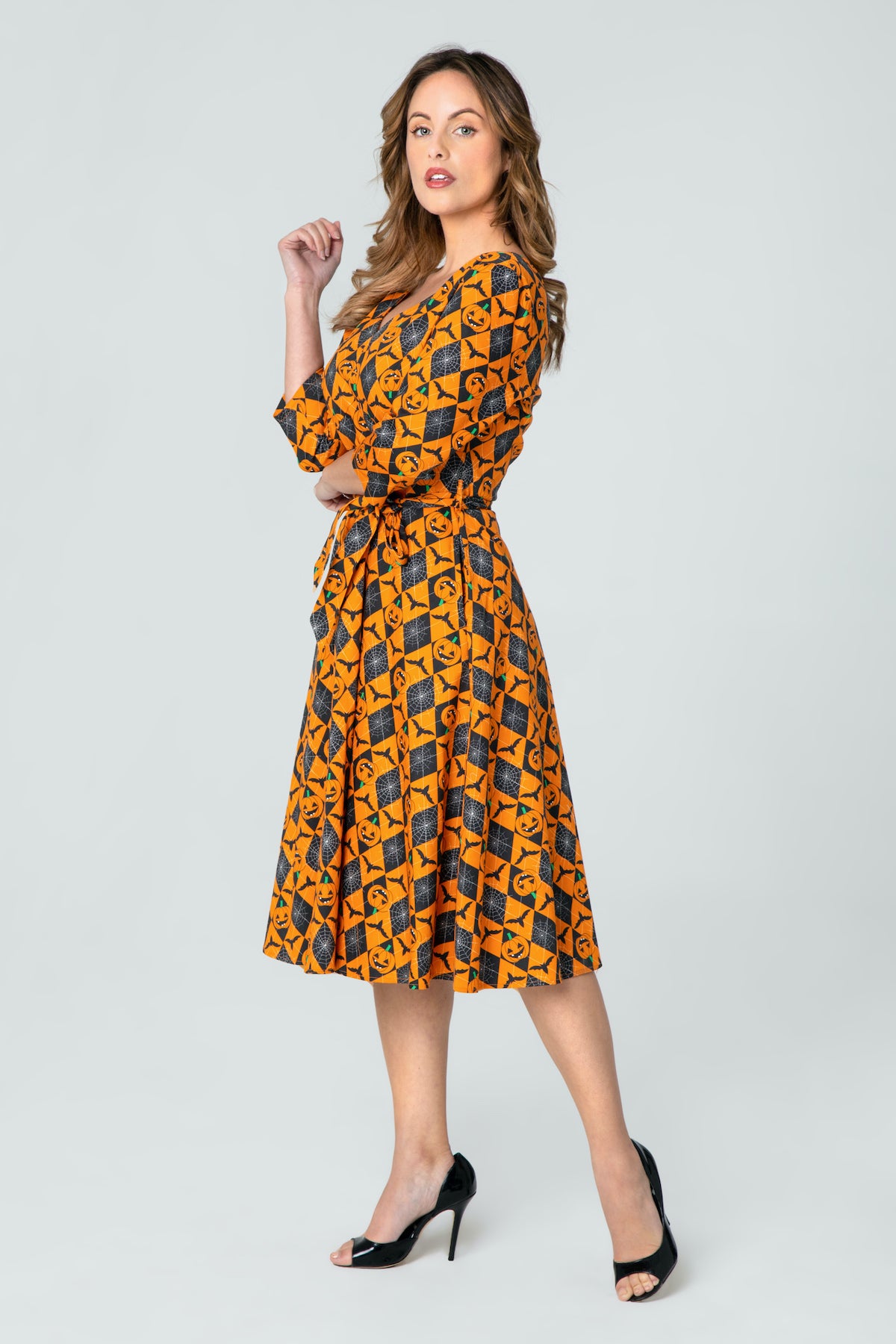 Halloween Pumpkin Swing Dress with Pockets by Miss Lulo