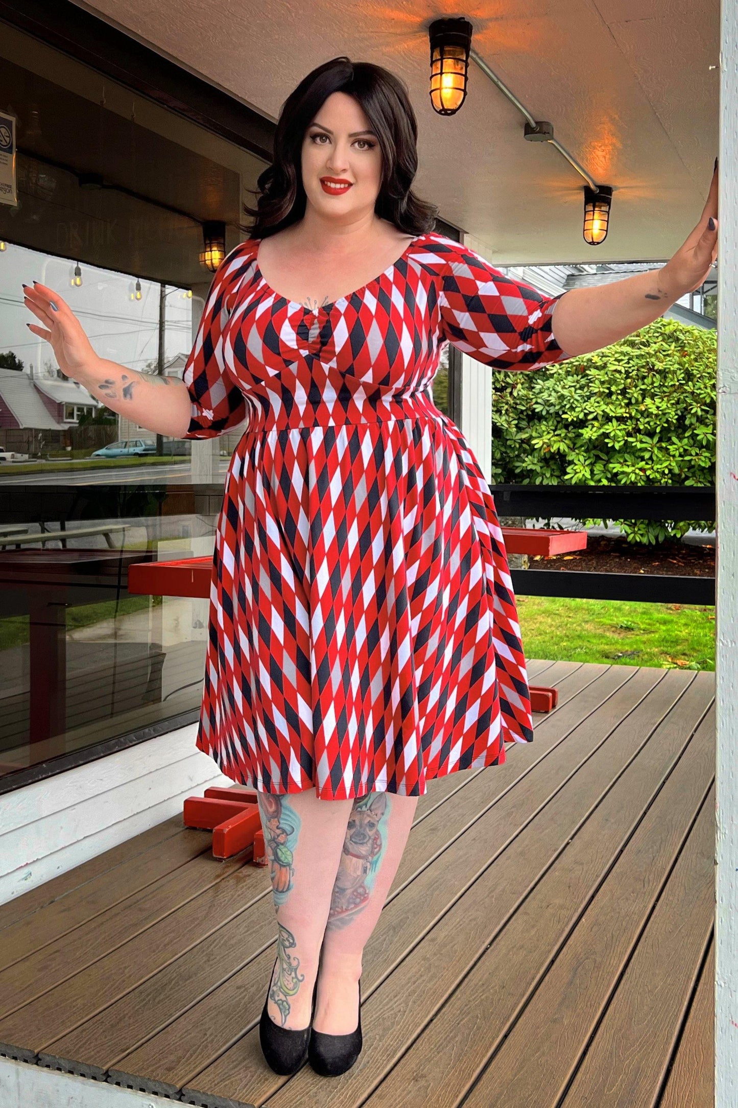 Kayla Swing Dress in Bad Girl Harlequin | Deadly Dames